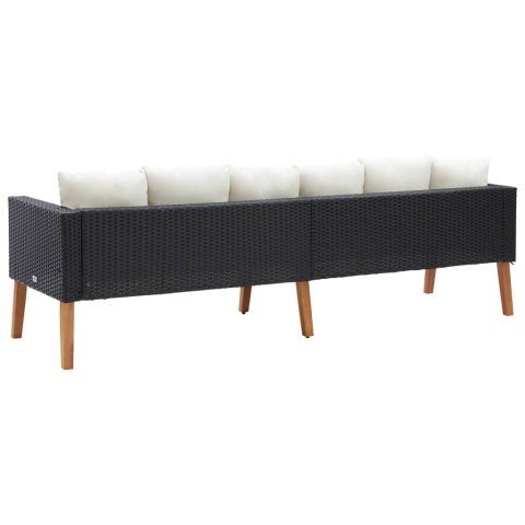3-OSOBOWA SOFA OGRODOWA Z PODUSZKAMI RATTAN PE CZARNY