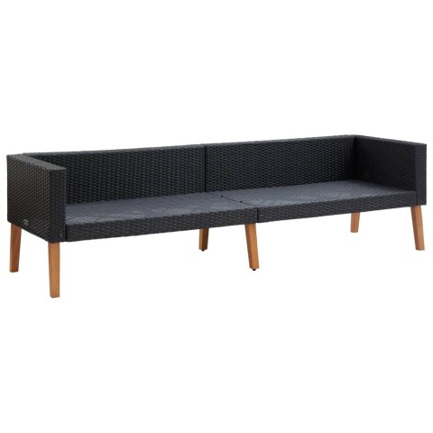 3-OSOBOWA SOFA OGRODOWA Z PODUSZKAMI RATTAN PE CZARNY