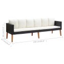 3-OSOBOWA SOFA OGRODOWA Z PODUSZKAMI RATTAN PE CZARNY