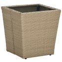 STOLIK HERBACIANY BEŻOWY 41,5X41,5X44CM RATTAN PE I SZKŁO