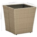 STOLIK HERBACIANY BEŻOWY 41,5X41,5X44CM RATTAN PE I SZKŁO