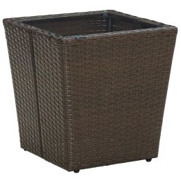STOLIK HERBACIANY BRĄZOWY 41,5X41,5X44CM RATTAN PE I SZKŁO