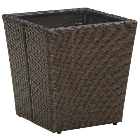 STOLIK HERBACIANY BRĄZOWY 41,5X41,5X44CM RATTAN PE I SZKŁO