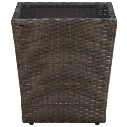 STOLIK HERBACIANY BRĄZOWY 41,5X41,5X44CM RATTAN PE I SZKŁO