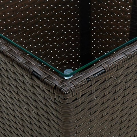 STOLIK HERBACIANY BRĄZOWY 41,5X41,5X44CM RATTAN PE I SZKŁO