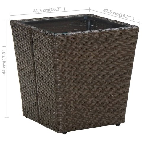 STOLIK HERBACIANY BRĄZOWY 41,5X41,5X44CM RATTAN PE I SZKŁO