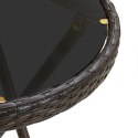 STOLIK HERBACIANY BRĄZOWY 60CM RATTAN PE I SZKŁO HARTOWANE