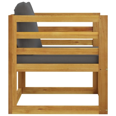 KRZESŁO OGRODOWE Z CIEMNOSZARYMI PODUSZKAMI DREWNO AKACJOWE