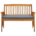 ŁAWKA OGRODOWA Z PODUSZKĄ 119CM DREWNO AKACJOWE