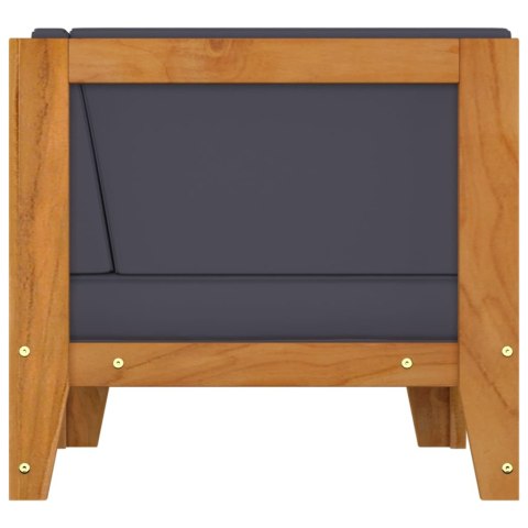 MODUŁ SOFY NAROŻNEJ CIEMNOSZARE PODUSZKI DREWNO AKACJOWE