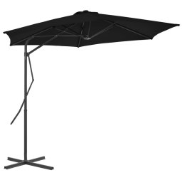 PARASOL OGRODOWY NA STALOWYM SŁUPKU CZARNY 300X230CM