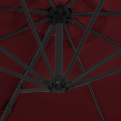PARASOL WISZĄCY NA STALOWYM SŁUPKU BORDOWY 300CM