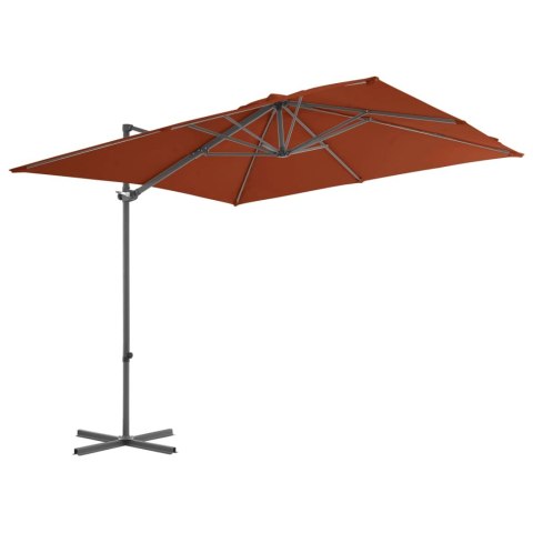 WISZĄCY PARASOL NA SŁUPKU STALOWYM TERAKOTOWY 250X250CM