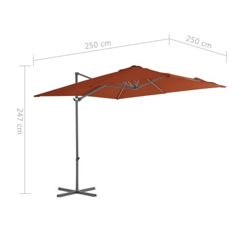 WISZĄCY PARASOL NA SŁUPKU STALOWYM TERAKOTOWY 250X250CM
