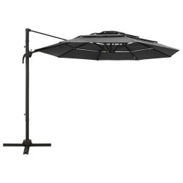 4-POZIOMOWY PARASOL NA ALUMINIOWYM SŁUPKU ANTRACYTOWY 3X3M