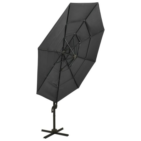 4-POZIOMOWY PARASOL NA ALUMINIOWYM SŁUPKU ANTRACYTOWY 3X3M