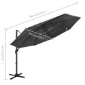 4-POZIOMOWY PARASOL NA ALUMINIOWYM SŁUPKU ANTRACYTOWY 3X3 M