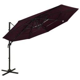 4-POZIOMOWY PARASOL NA ALUMINIOWYM SŁUPKU BORDOWY 3X3 M