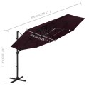 4-POZIOMOWY PARASOL NA ALUMINIOWYM SŁUPKU BORDOWY 3X3 M