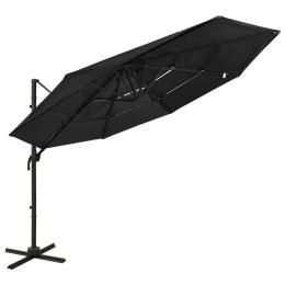 4-POZIOMOWY PARASOL NA ALUMINIOWYM SŁUPKU CZARNY 3X3 M