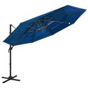 4-POZIOMOWY PARASOL NA ALUMINIOWYM SŁUPKU LAZUROWY 3X3 M