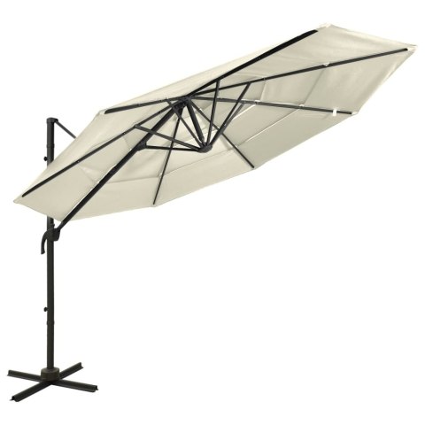 4-POZIOMOWY PARASOL NA ALUMINIOWYM SŁUPKU PIASKOWY 3X3 M