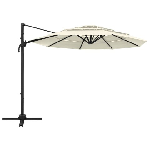 4-POZIOMOWY PARASOL NA ALUMINIOWYM SŁUPKU PIASKOWY 3X3M
