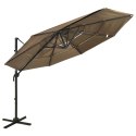 4-POZIOMOWY PARASOL NA ALUMINIOWYM SŁUPKU TAUPE 3X3M