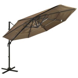 4-POZIOMOWY PARASOL NA ALUMINIOWYM SŁUPKU TAUPE 3X3 M