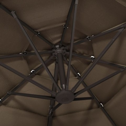 4-POZIOMOWY PARASOL NA ALUMINIOWYM SŁUPKU TAUPE 3X3M