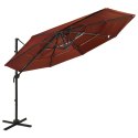 4-POZIOMOWY PARASOL NA ALUMINIOWYM SŁUPKU TERAKOTOWY 3X3 M