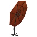 4-POZIOMOWY PARASOL NA ALUMINIOWYM SŁUPKU TERAKOTOWY 3X3 M