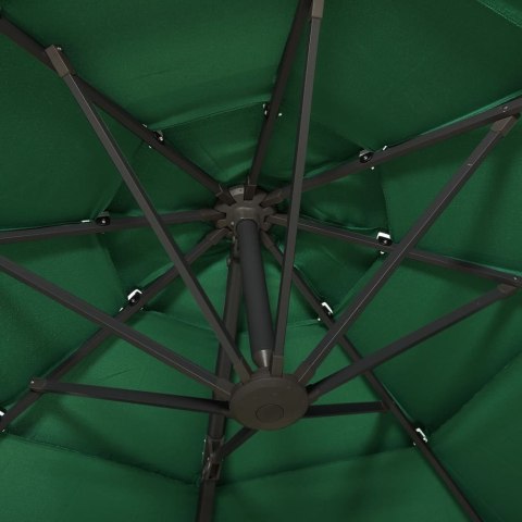 4-POZIOMOWY PARASOL NA ALUMINIOWYM SŁUPKU ZIELONY 3X3M