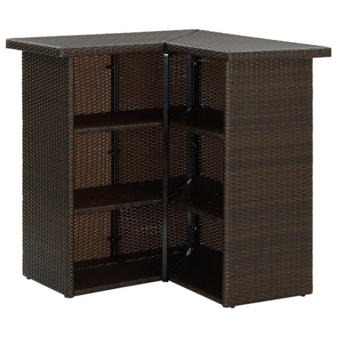 NAROŻNY STOLIK BAROWY BRĄZOWY 100X50X105CM RATTAN PE