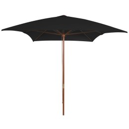 PARASOL OGRODOWY NA DREWNIANYM SŁUPKU CZARNY 200X300CM
