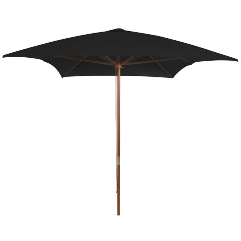 PARASOL OGRODOWY NA DREWNIANYM SŁUPKU CZARNY 200X300CM