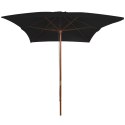 PARASOL OGRODOWY NA DREWNIANYM SŁUPKU CZARNY 200X300CM