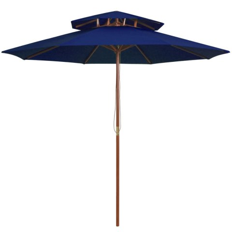 PARASOL OGRODOWY Z DWUPOZIOMOWĄ CZASZĄ NIEBIESKI 270CM