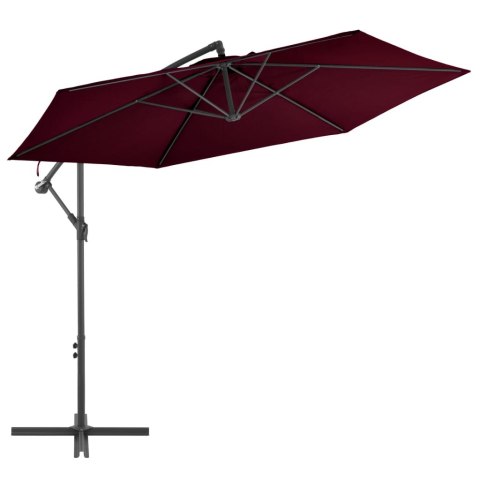 PARASOL WISZĄCY Z ALUMINIOWYM SŁUPKIEM BORDOWY 300CM