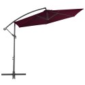 PARASOL WISZĄCY Z ALUMINIOWYM SŁUPKIEM BORDOWY 300CM