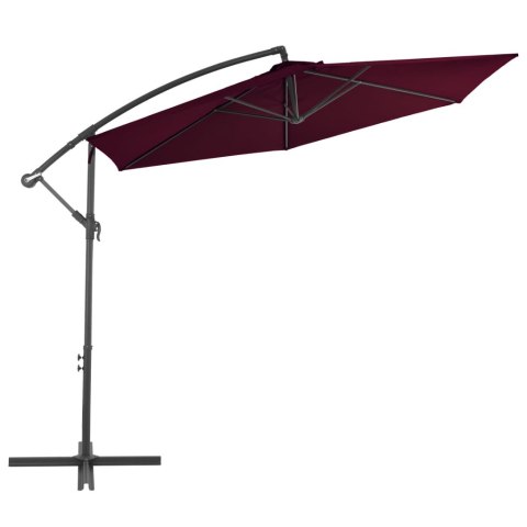 PARASOL WISZĄCY Z ALUMINIOWYM SŁUPKIEM BORDOWY 300CM