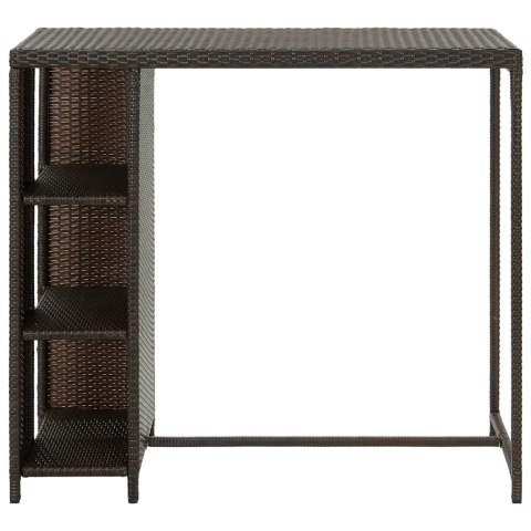 STOLIK BAROWY Z PÓŁKĄ BRĄZOWY 120X60X110CM POLIRATTAN