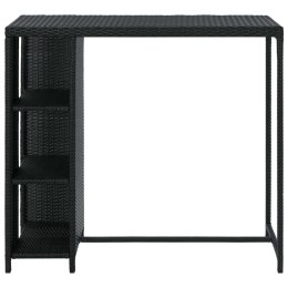 STOLIK BAROWY Z PÓŁKĄ CZARNY 120X60X110CM POLIRATTAN