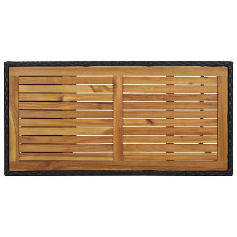 STOLIK BAROWY Z PÓŁKĄ CZARNY 120X60X110CM POLIRATTAN