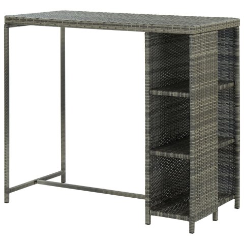 STOLIK BAROWY Z PÓŁKĄ SZARY 120X60X110CM POLIRATTAN