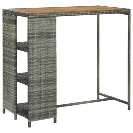 STOLIK BAROWY Z PÓŁKĄ SZARY 120X60X110CM POLIRATTAN