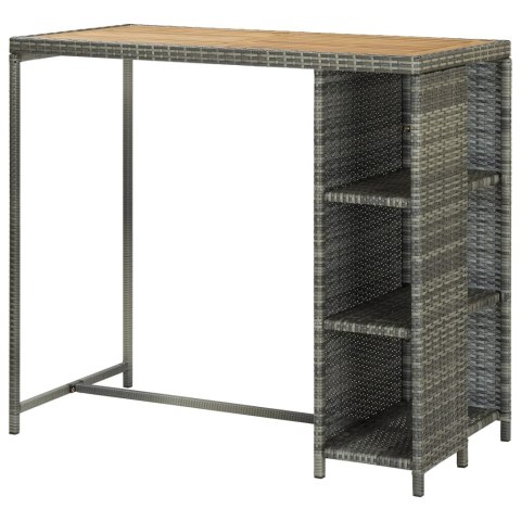 STOLIK BAROWY Z PÓŁKĄ SZARY 120X60X110CM POLIRATTAN