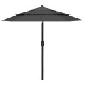 3-POZIOMOWY PARASOL NA ALUMINIOWYM SŁUPKU ANTRACYTOWY 2,5M