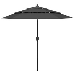 3-POZIOMOWY PARASOL NA ALUMINIOWYM SŁUPKU ANTRACYTOWY 2,5M