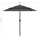 3-POZIOMOWY PARASOL NA ALUMINIOWYM SŁUPKU ANTRACYTOWY 2,5M